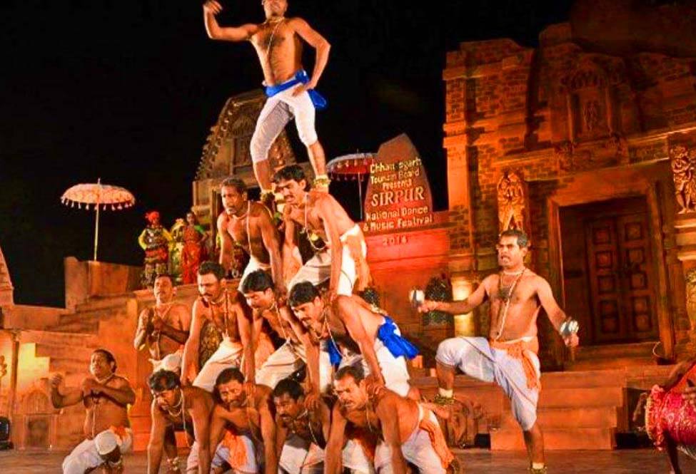 Traditional Panthi Dance performance by Chhattisgarh Satnami artists forming a human pyramid